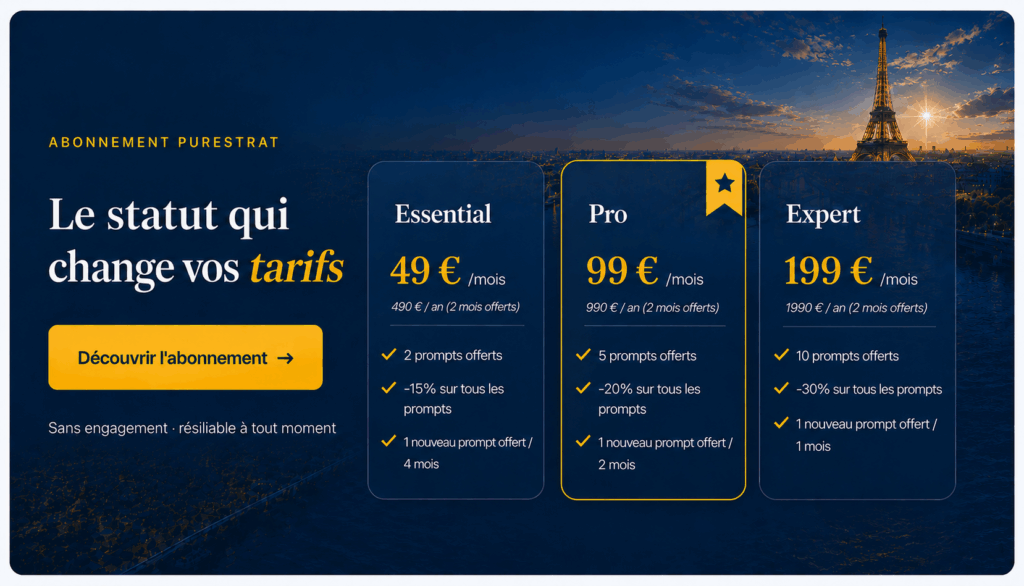 Les 3 abonnements Purestrat